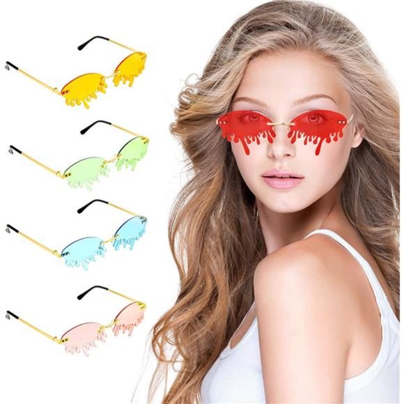 5 Pairs Drippy Shape Sunglasses Rimless with glasses bags main image 7